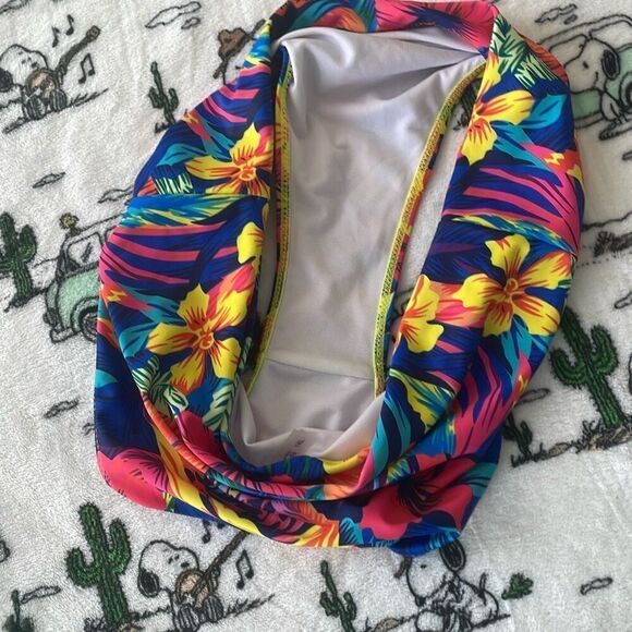 Tropical floral hibiscus flower Hawaiian print high waisted bikini bottom 1XL - Picture 9 of 9